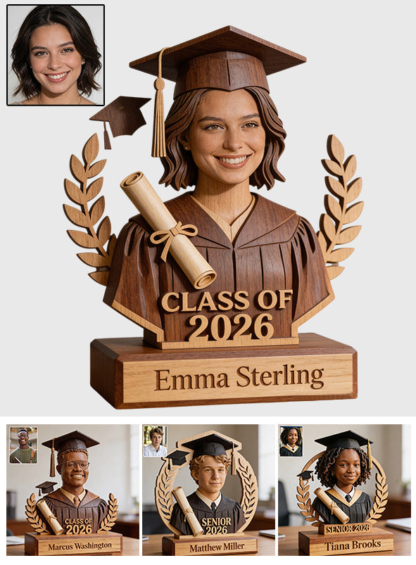 Class Of 2026 - Personalized Graduation Custom Shaped Wood Plaque