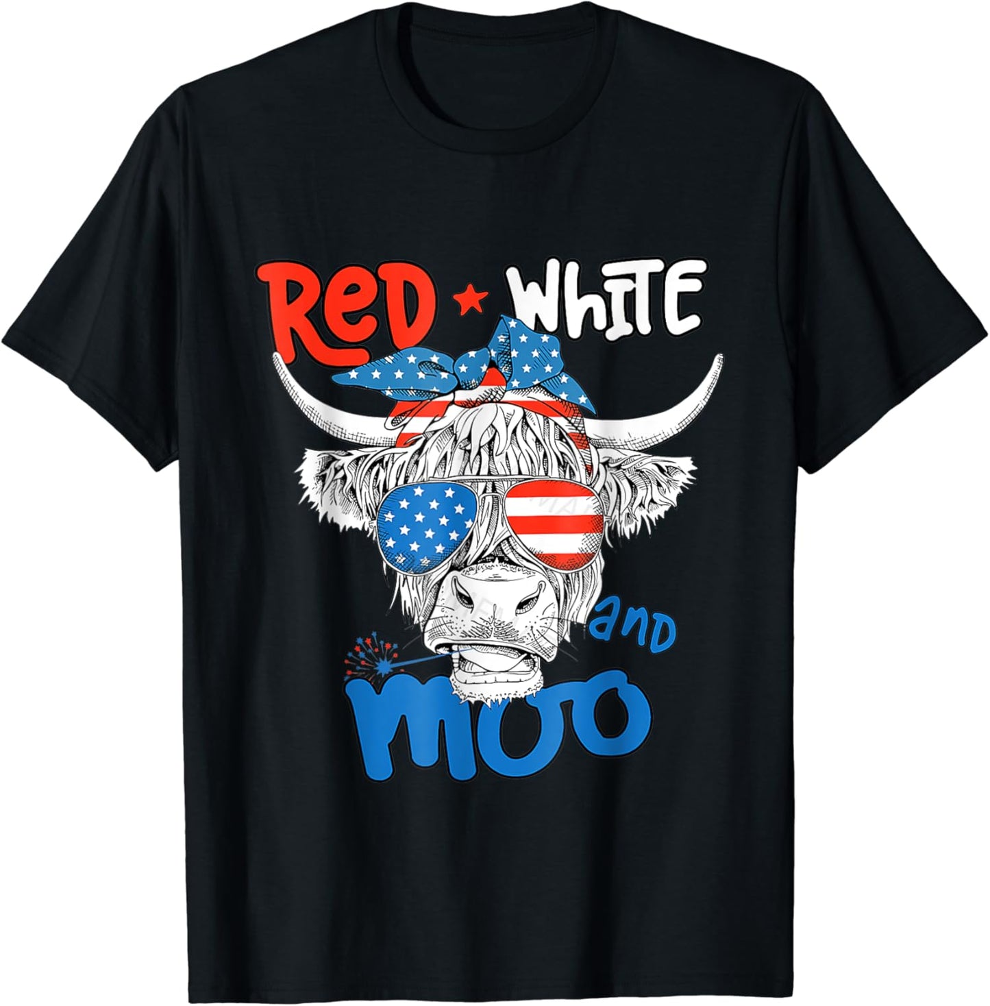 Moorica Highland Cow Red White Blue 4th Of July Highland Cow T-shirt & Hoodie 0624