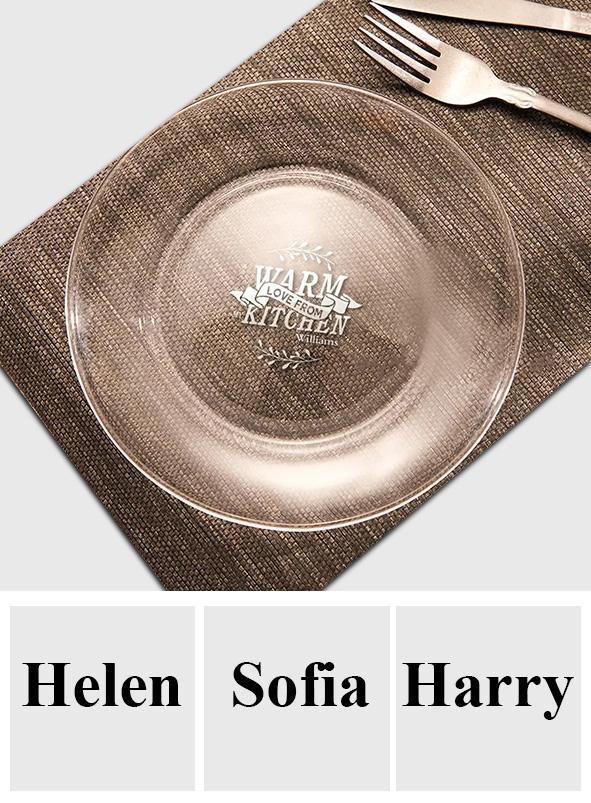 Warm Love From Kitchen Glass Round Glass Plate - Personalized Cooking Plate