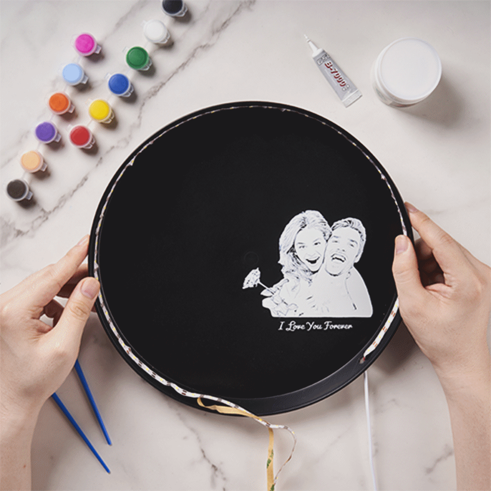 Photo Moon With DIY Clay - Personalized Couple Any Name Moon DIY Lamp