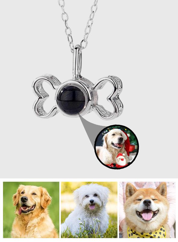 Personalized Dog Cute Puppy Bone Projection Necklace