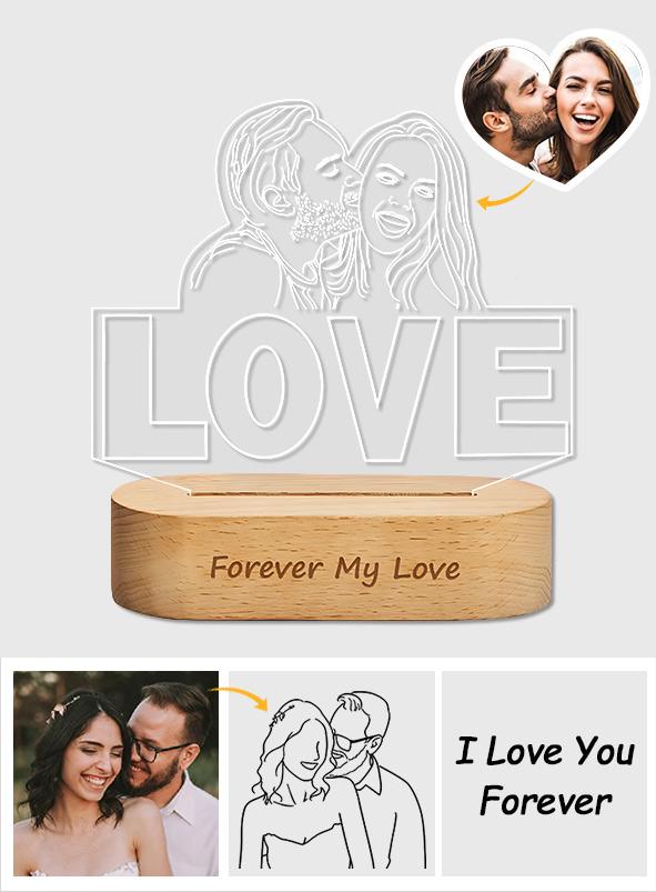 Photo Line Art Love - Personalized Couple Love Line Art Lamp