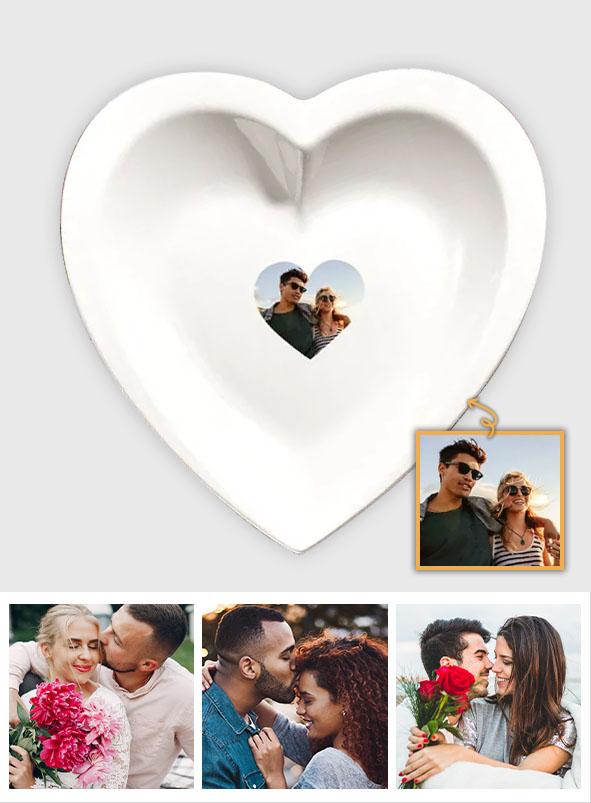 Lovely Couple - gift for wife, girlfriend - Personalized Heart Shaped Plate