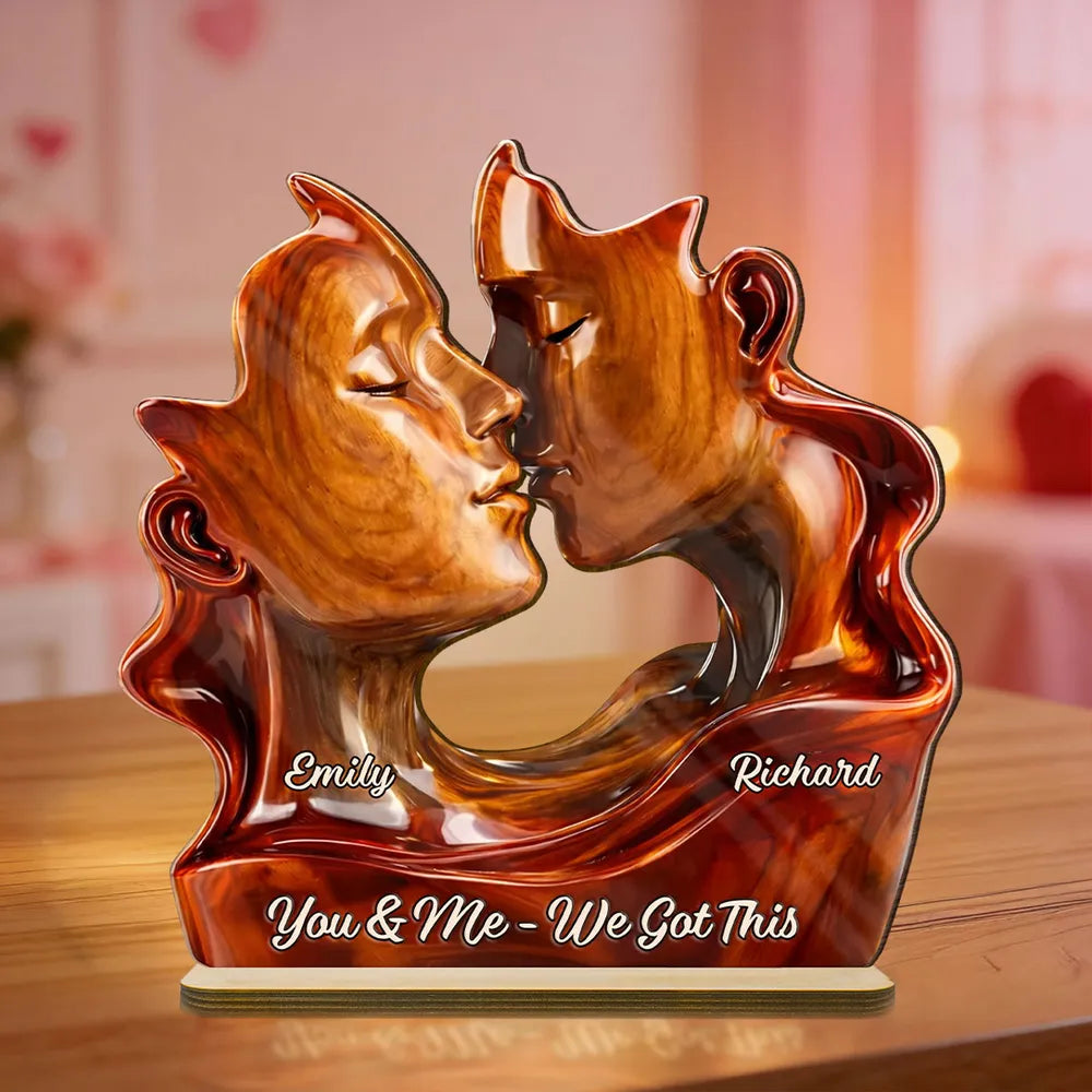 You & Me We Got This Personalized 2-Layer Wooden Plaque, Romantic Couple Keepsake for Anniversary or Valentine's Day Gift