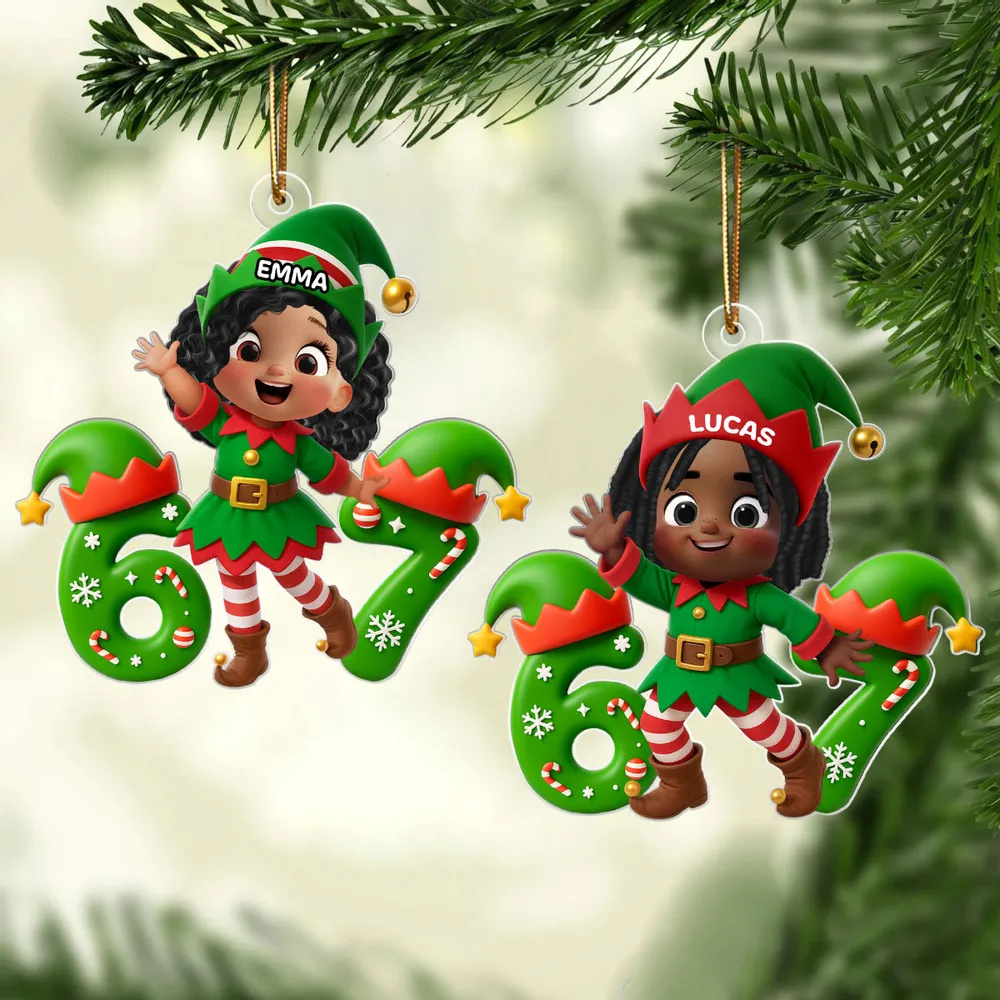 Personalized Christmas Elf Acrylic Ornament for Kids β Cute 6 7 Design, Festive Decor & Unique Holiday Gift
