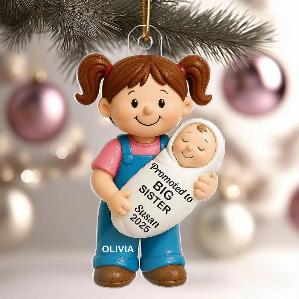 Big Sister Big Brother and New Baby Acrylic Ornament, sweet sibling hug, Christmas tree keepsake, heartwarming décor, a thoughtful gift for growing families