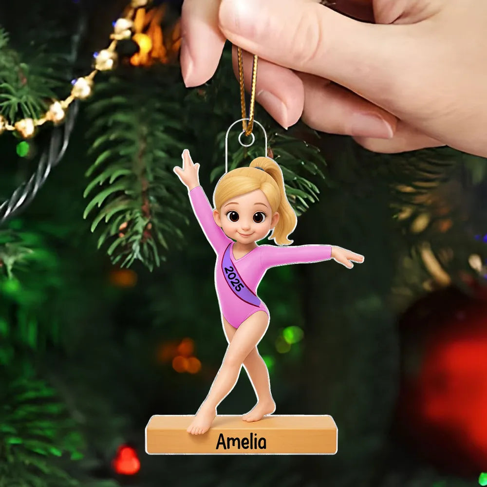 Gymnast Girl Acrylic Ornament – Holiday Keepsake, Perfect Gift for Daughters or Gymnastics Fans