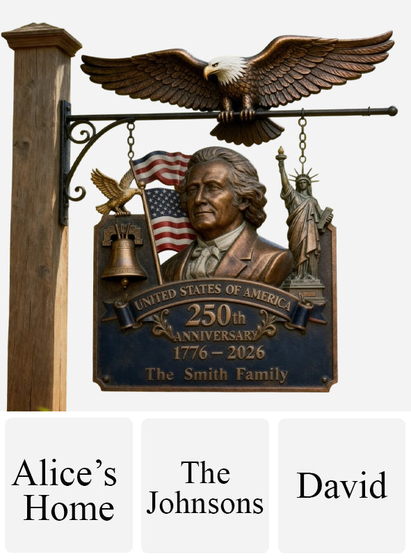 Happy Anniversary - Personalized Patriot Wooden Wall Mount Sign