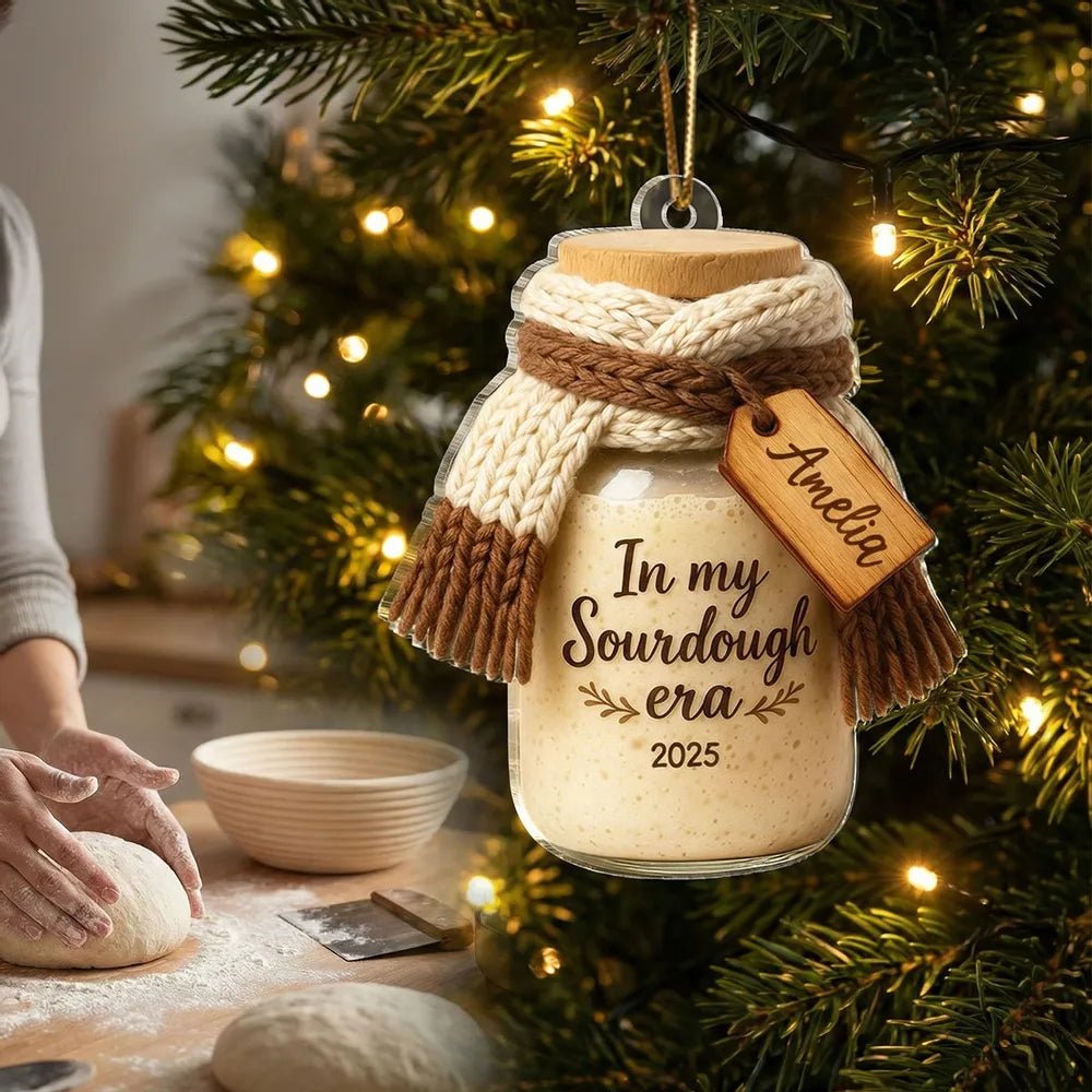 Personalized Acrylic Ornament In My Sourdough Era Cute Jar Design Christmas Tree Decor Unique Gift for Bakers