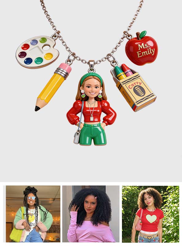 Best Teacher Ever - Personalized Teacher Metal Necklaces With Pendants