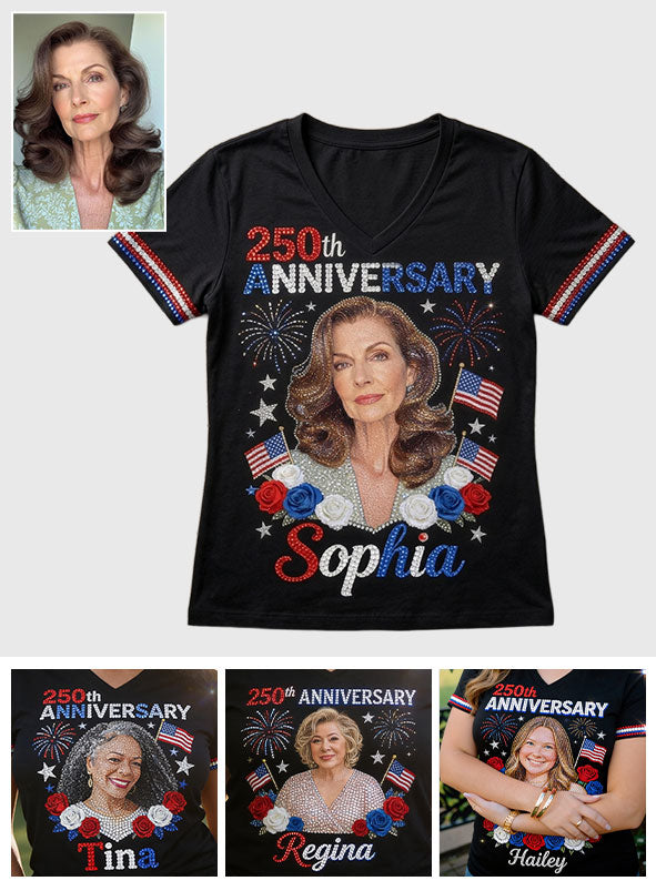 Custom Any Photo - Personalized Independence Day/ 4th of July Fully Printed V-Neck T-Shirt