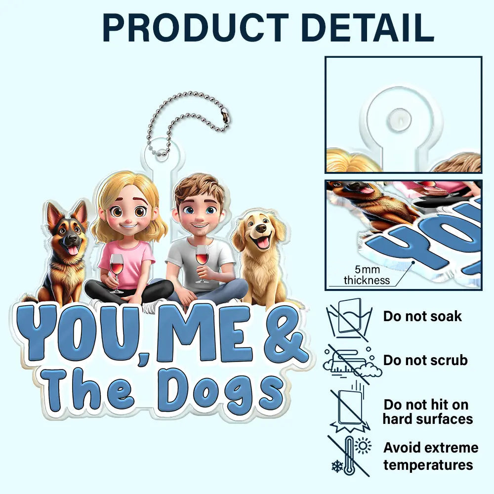 Personalized Acrylic Car Hanger for Couples & Dogs