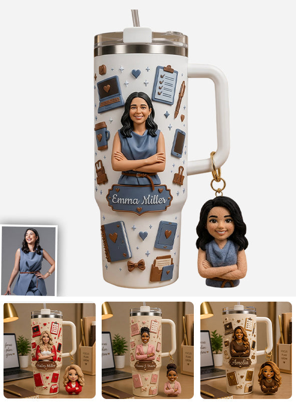 Any Photo Gift For Colleagues - Personalized Colleague Tumbler With Plush Charm
