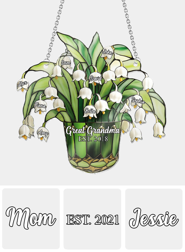 Lily Of The Valley Nana Mom Great Grandma - Personalized Grandma Window Hanging Suncatcher Ornament