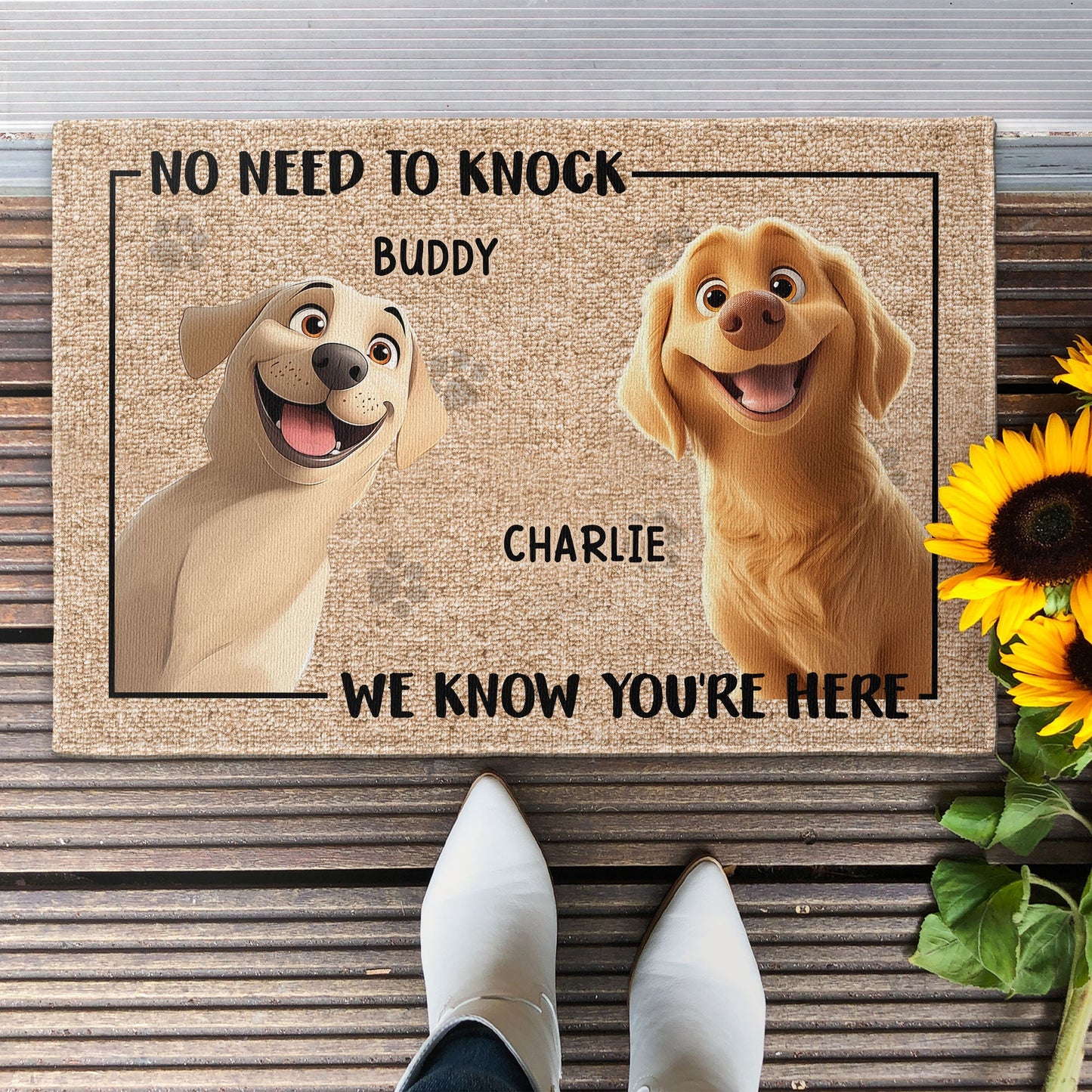 Personalized Pet Doormat – Cute Dog Design, Perfect for Valentine's, Family Gifts, Available in Standard and Premium Options