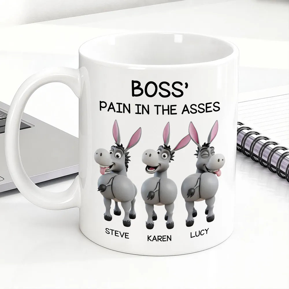 Funny Personalized White Ceramic Mug for Boss β Custom Cartoon Donkey Team, Unique Office Gift for Coworkers, Hilarious Value-Priced Present