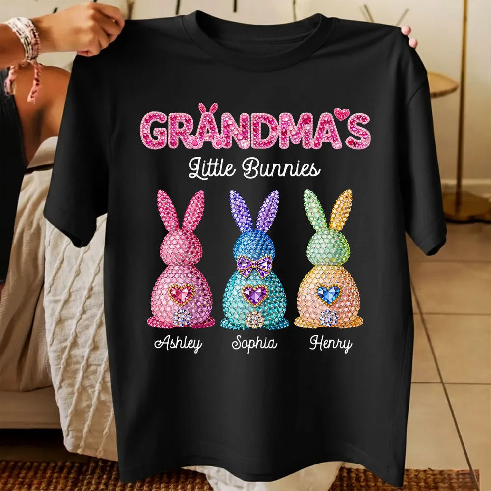 Personalized Grandma's Little Bunnies Classic Tee, Sparkly Easter Bunny Design, Unique Gift for Grandma