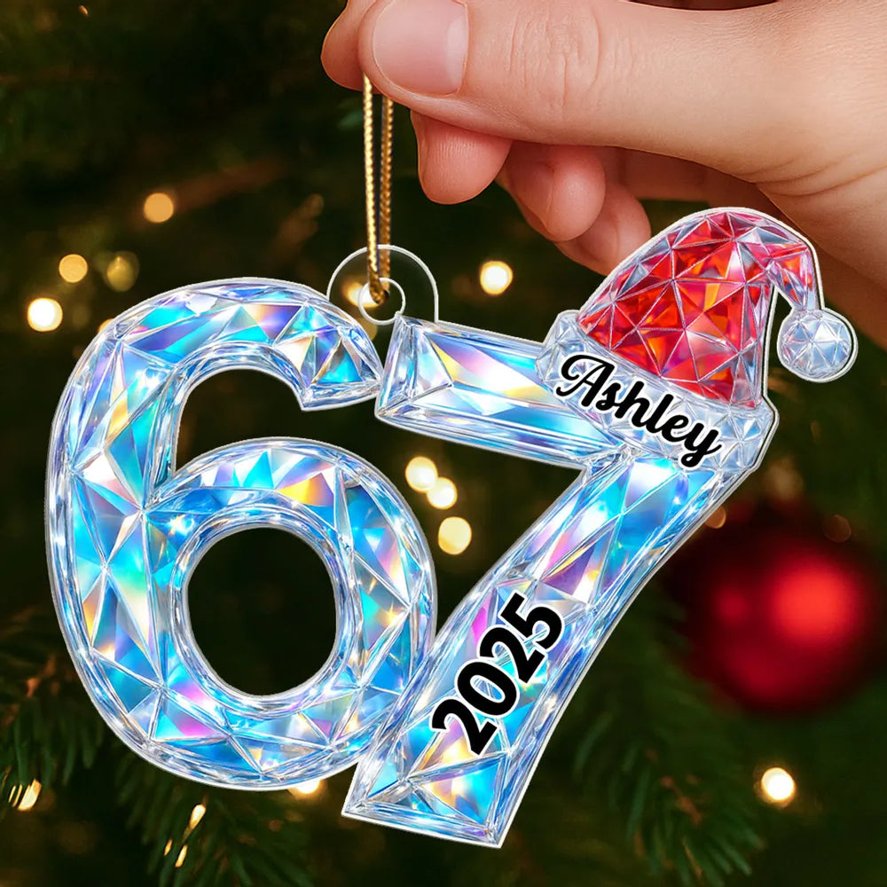 Six Seven Acrylic Ornament Christmas Tree Decoration β Trendy Gen Z Viral Quote Style, Unique Gift for Kids and Grandkids