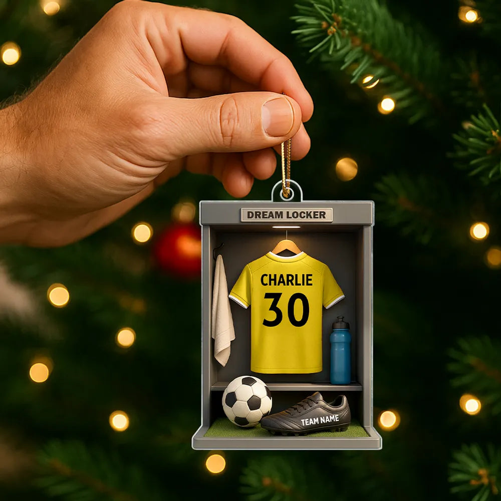 Soccer Locker Acrylic Ornament – Perfect Holiday Gift for Soccer Lovers & Players