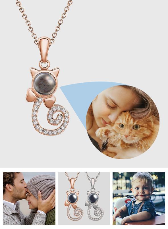 Gift for cat lovers, who lost a loved one - Personalized Cat Photo Projection Charm