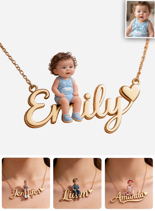 Custom Any Photo - Personalized Kid Shaped Metal Pendant Necklace