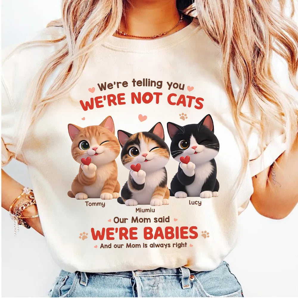 Personalized Classic Tee with Cute Winking Cats Quote, Unique Gift for Cat Moms, Funny Heartwarming Everyday Wear