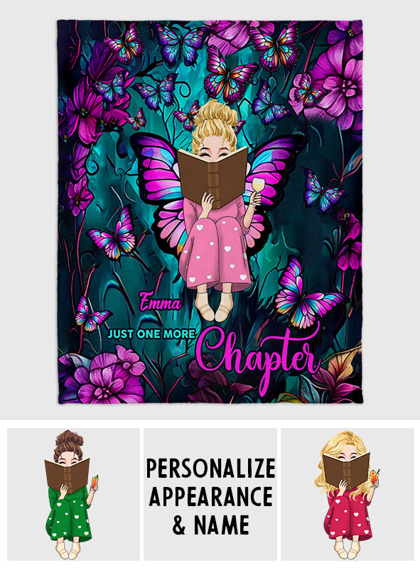 Book Girl With Butterflies And Flowers - Personalized Book Blanket
