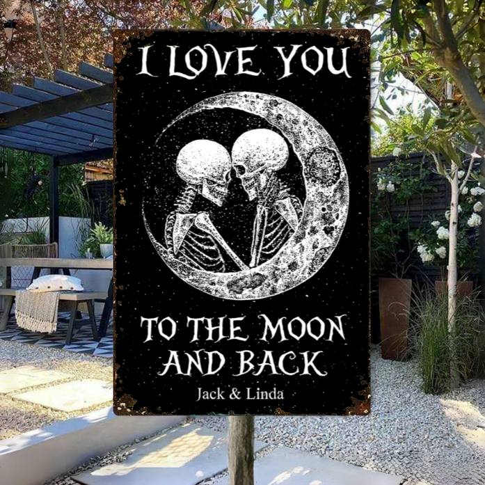 Gothic Couple Canvas – "I Love You to the Moon and Back" Romantic Home Decoration