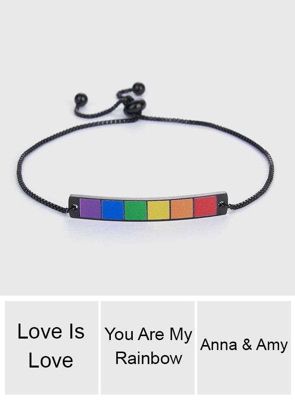 Any Text - Personalized LGBT Support Engraved Rainbow Bracelet