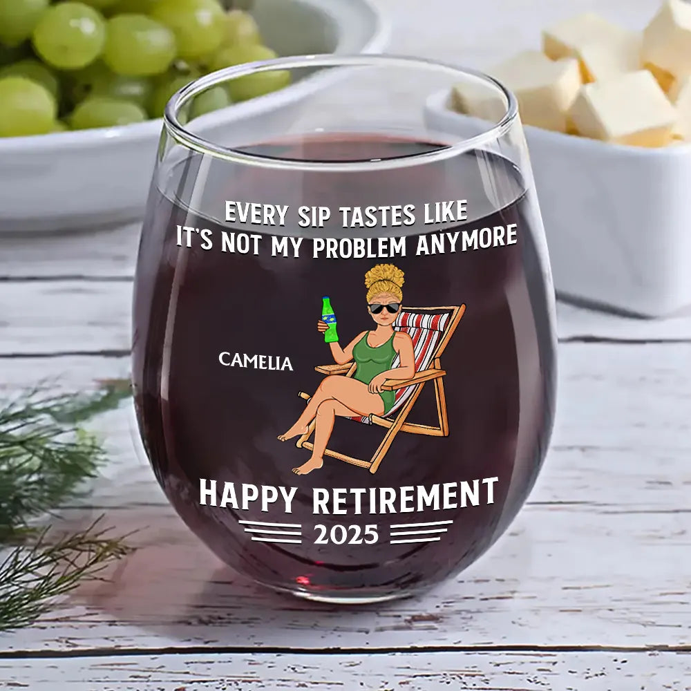 Personalized Retirement Wine Glass – Custom Gift for Retirees