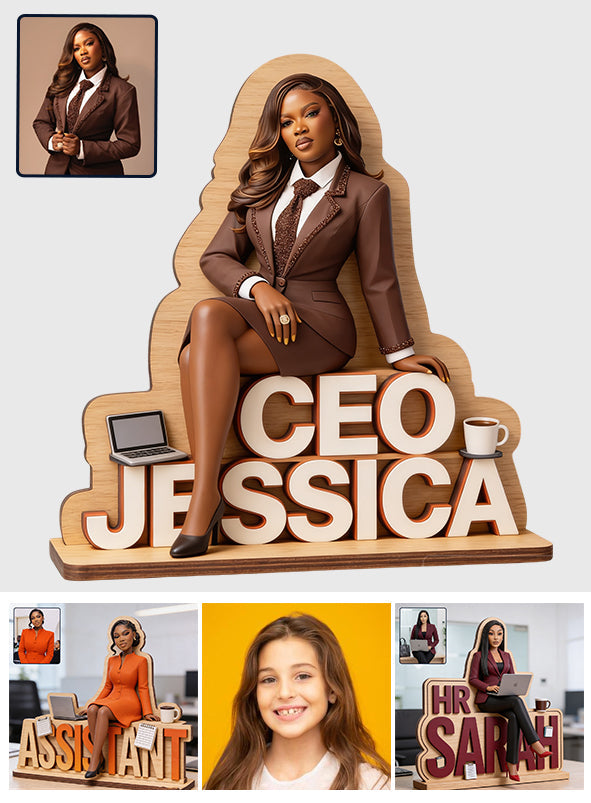 Custom Table Name Plate For Officer - Personalized Colleague 2 Layered Big Freestanding