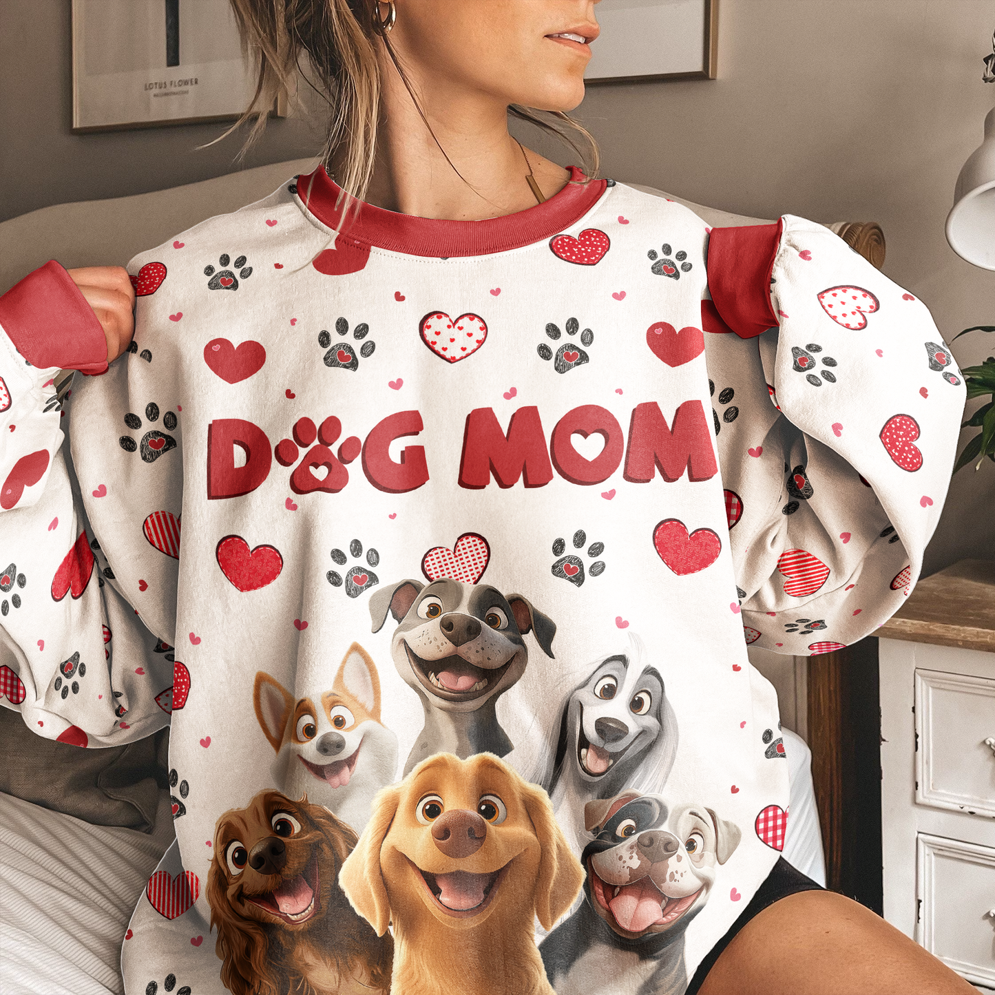 Dog Mom Cozy Sweatshirt - Pet Parent Winter Gift, Canine Print