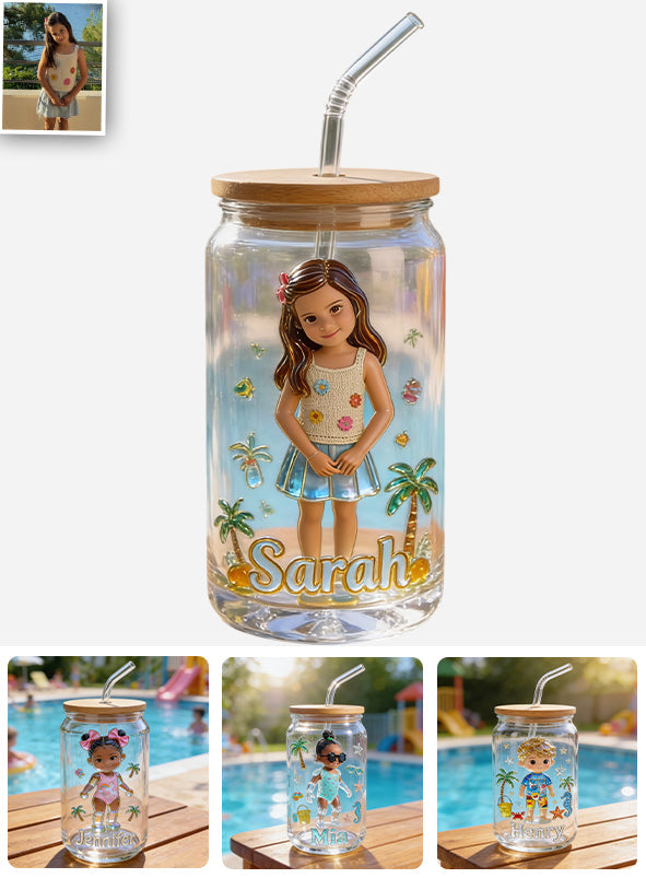 Hello Summer - Personalized Kid Can Glass