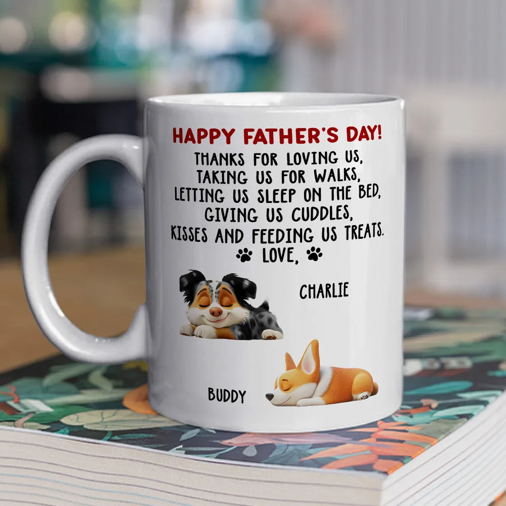 Funny Pet-Themed White Ceramic Mug – Father’s Day Gift for Dog Dads Featuring Sleeping Puppy