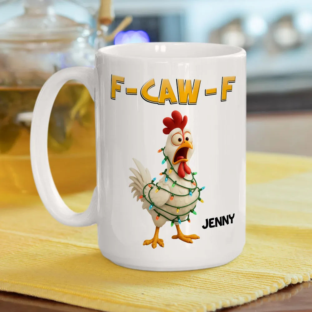 Funny Christmas Chicken Mug with Custom Name β A Hilarious Holiday Gift for Friends & Coworkers