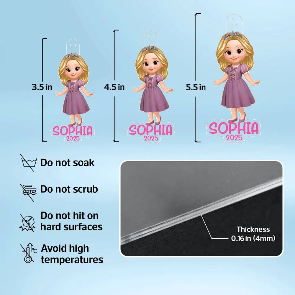 Cute Girl Themed Acrylic Ornament β Customizable Christmas Decoration for Kids