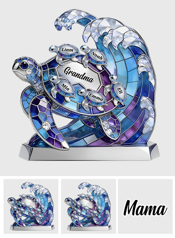 Custom Name Gift for Mom and Grandma - Mother's Day Personalized Turtle Acrylic Plaque