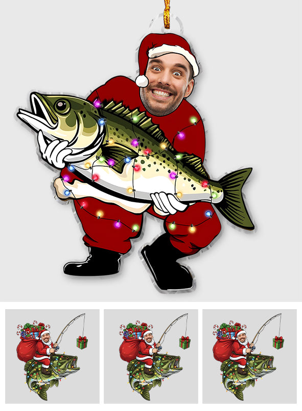 Funny Santa Fisherman - Personalized Fishing Ornament