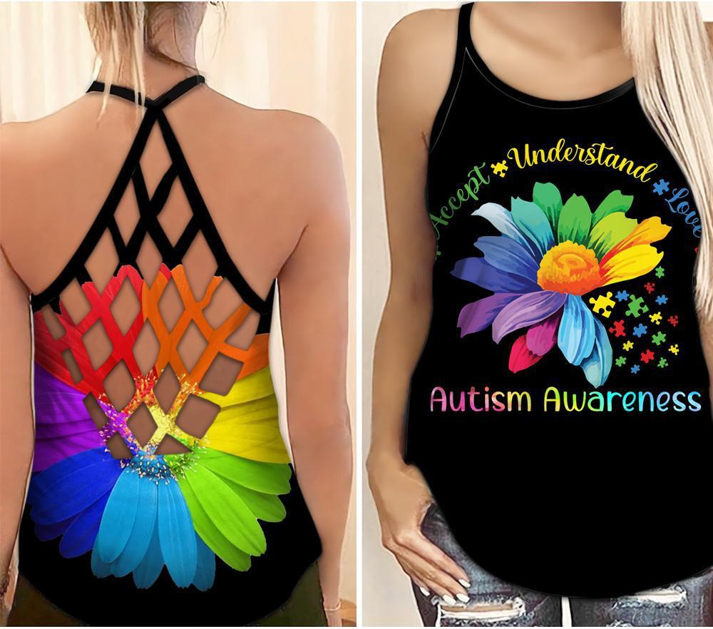 Autism Awareness Accept Understand Love - Cross Tank Top 0921
