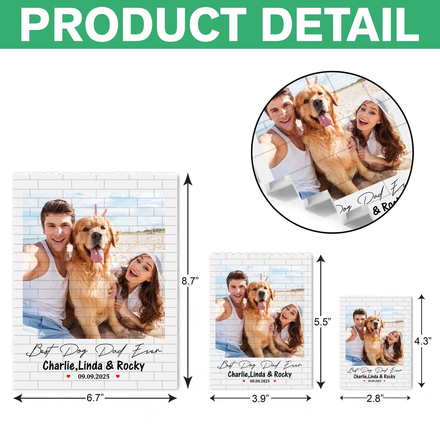 PVC Building Brick Puzzle Personalized Photo Keepsake - Happy Beach Moment with Your Dog, A Unique Gift for Dog Parents