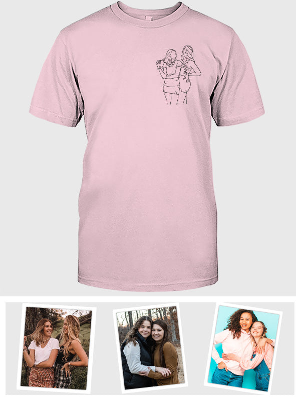 Custom Line Art - Personalized Daughter Embroidered T-shirt
