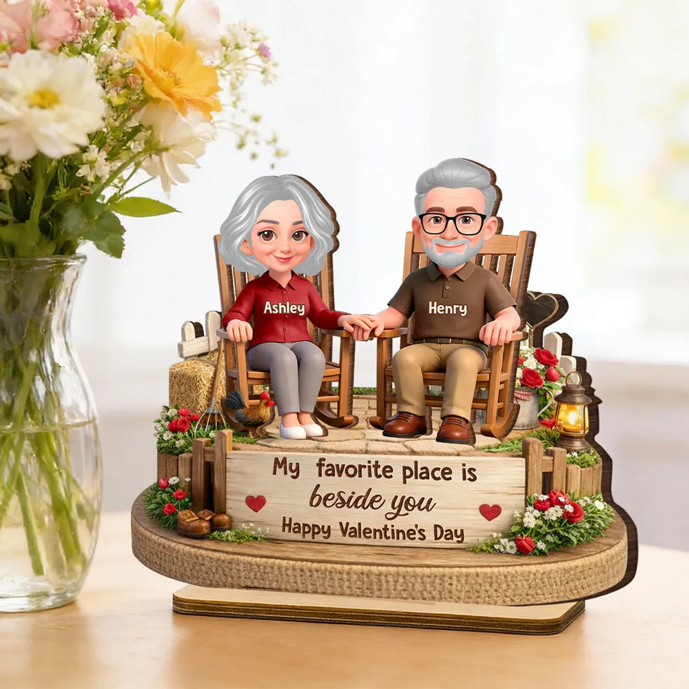 My Favorite Place Is Beside You Personalized 2-Layer Wooden Plaque, Sweet Couple Keepsake for Home Display, Unique Gift for Him or Her