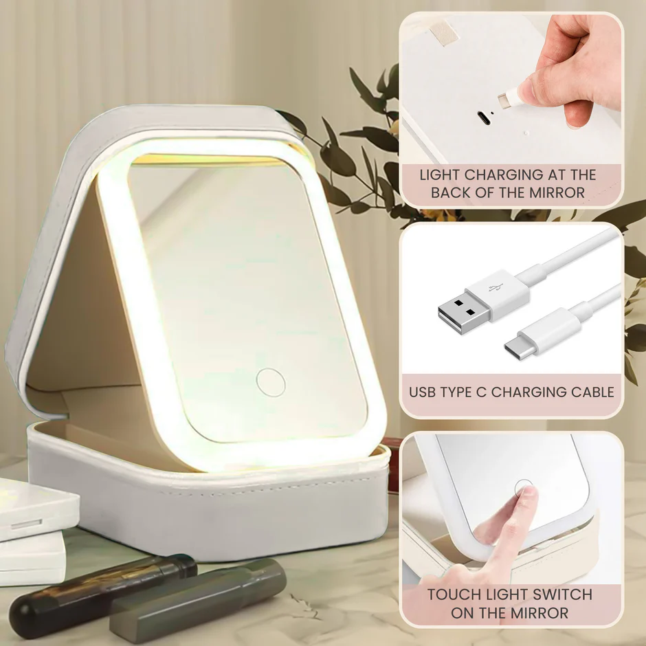Custom LED Makeup Case with Cartoon Portrait & Positive I Am Quotes β Unique Personalized Makeup Box, Uplifting Gift for Daughter or Friend