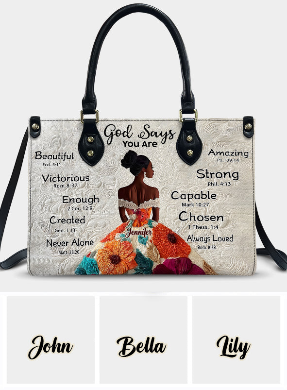 God Says You Are - Personalized African American Leather Handbag