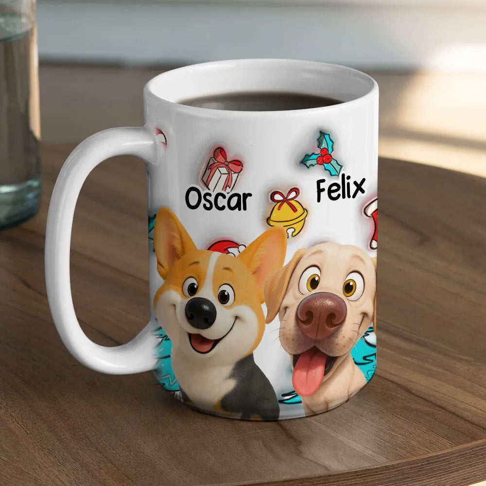 Adorable Dog Christmas White Ceramic Mug – Festive Cartoon Style, Perfect Gift for Dog Lovers
