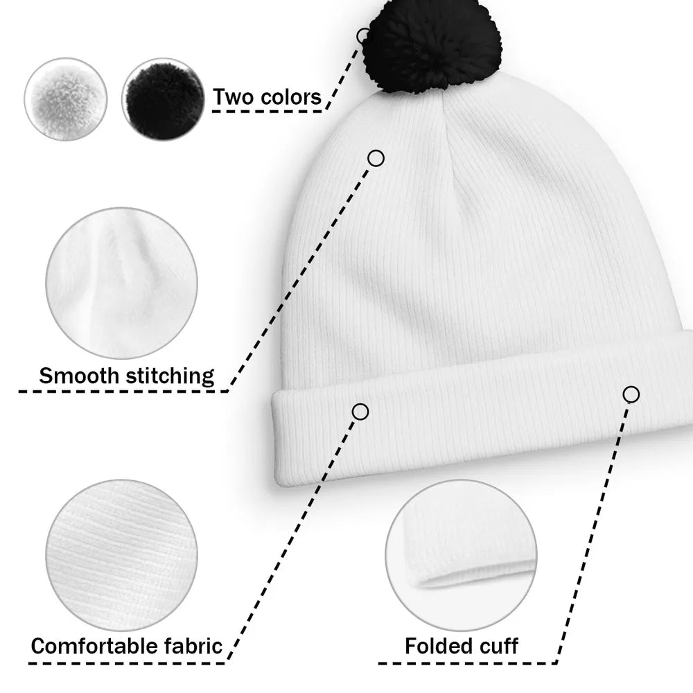 Personalized Bobble Beanie Hat for Dog Mom with Cartoon Woman & Pup β Cozy Christmas Style, Unique Gift for Pet Lovers