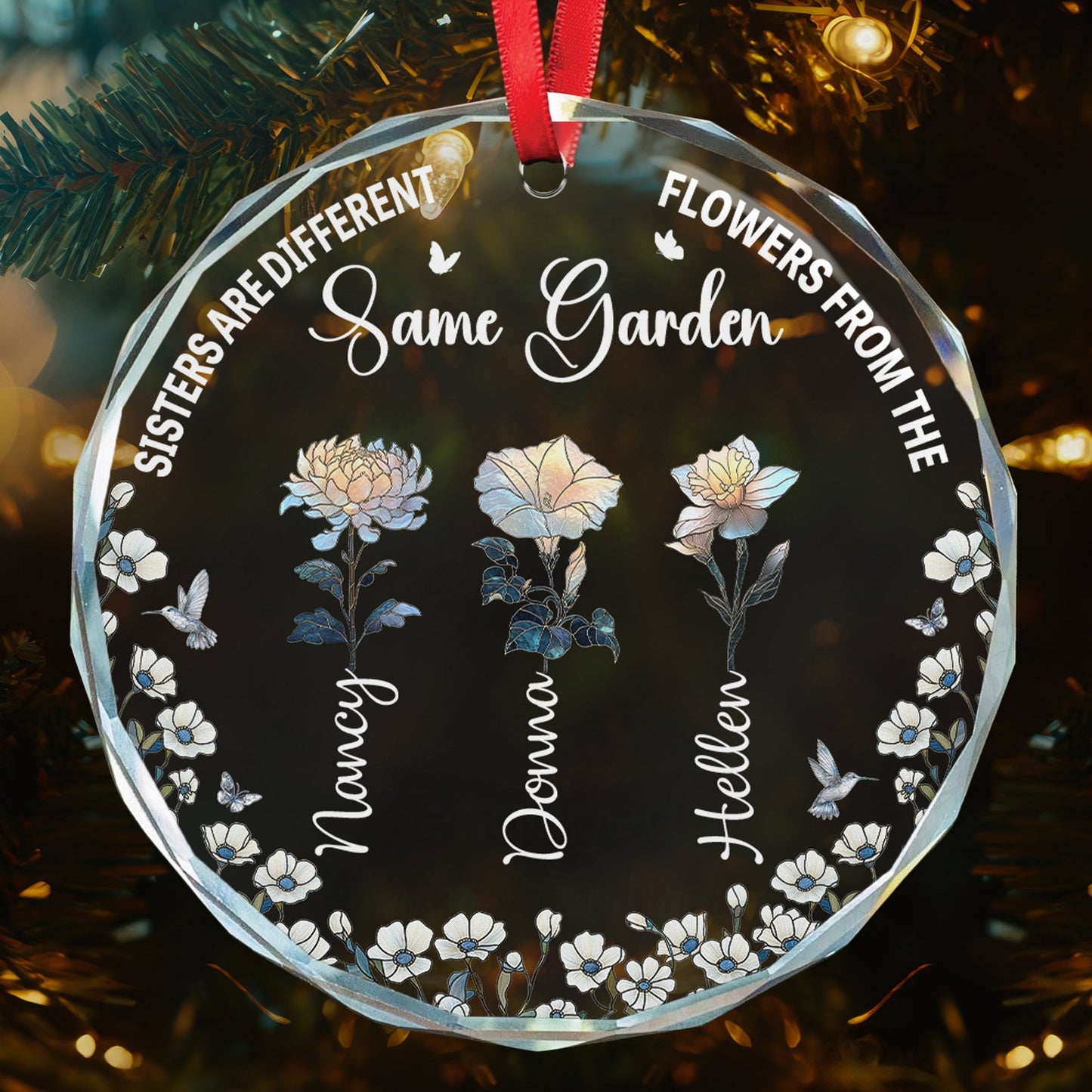 Heartwarming Crystal Ornament – Sisters & Friends Theme, “It Takes a Long Time to Grow Old Friends” Christmas Decoration