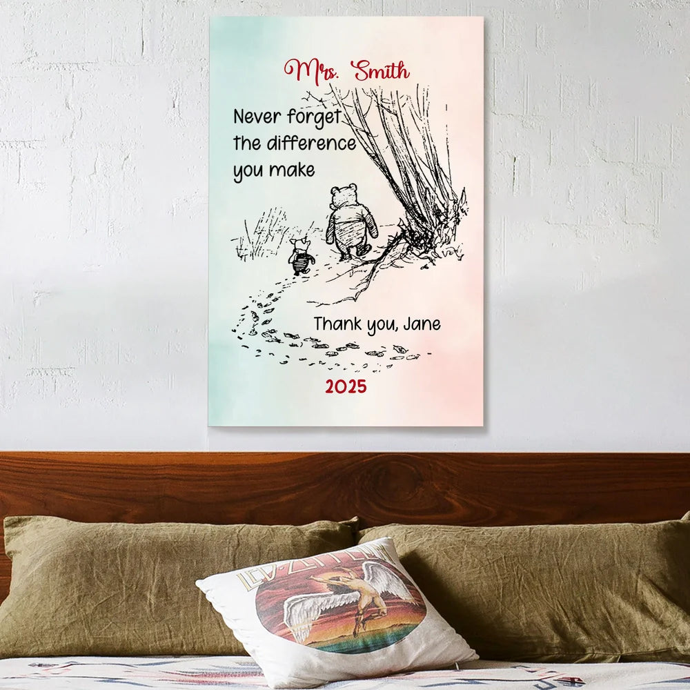 Custom Acrylic Plaque Keepsake, Heartfelt Never Forget the Difference You Make Message, Meaningful Appreciation Gift