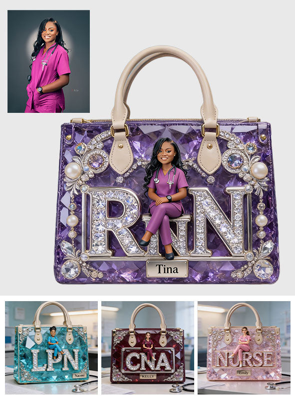 Custom Any Photo Gift For Nurse/Healthcare Personnel - Personalized Nurse Leather Handbag