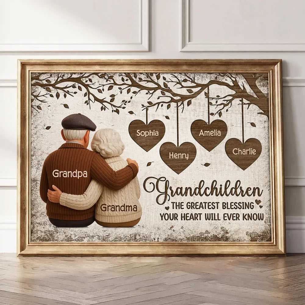 Personalized Grandchildren Poster for Grandparents β Custom Names Wall Art, Heartfelt Family Gift & Unique Keepsake